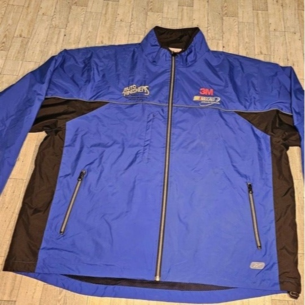 Vintage Reebok Blue/Black Auto Finishers 3M NASCAR Windbreaker Jacket Size XXL